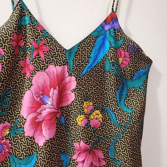Vintage 100% Silk Patterned Camisole - Lauren Alexandra - Size S - Picture 2 of 10